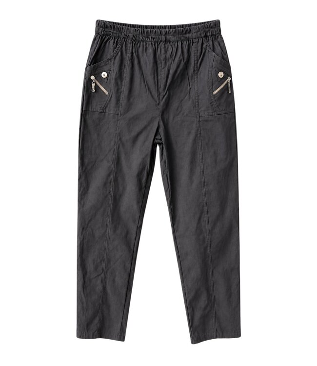 WINTER Stretch broek dames knopen met elastische tailleband CherryBerry