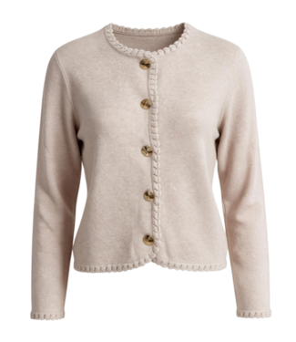 Marinello kort dames vest met gouden knopen taupe Marinello