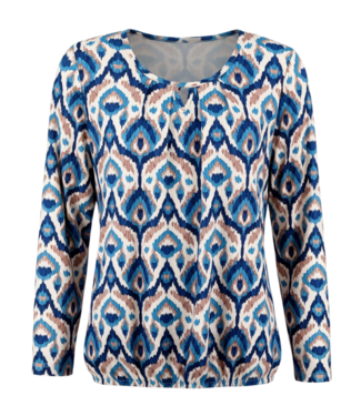 BLAUW dames blouson shirt L/M egypt blauw- beige
