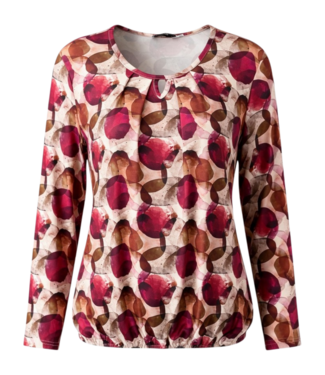 BLAUW dames blouson shirt L/M bolletjes bordeaux- bruin