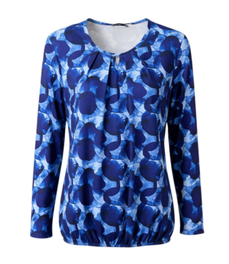 BLAUW dames blouson shirt L/M abstracte print blauw- tinten