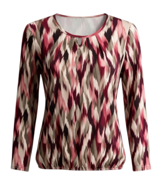 BLAUW dames blouson shirt L/M brush- print beige- bordeaux