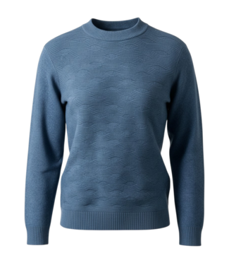 BLAUW dames trui met golfpatroon jeansblauw
