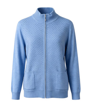 BLAUW zacht dames vest met ritssluiting en structuur blauw