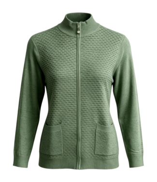 BLAUW zacht dames vest met ritssluiting en structuur groen