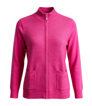 BLAUW zacht dames vest met ritssluiting en structuur roze