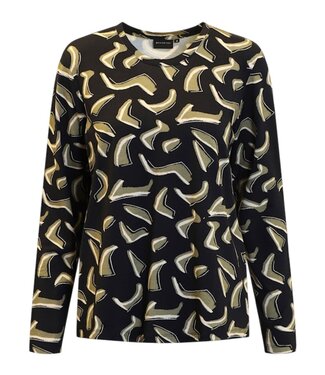 Brandtex. T- shirt dames met print zwart- groen Brandtex
