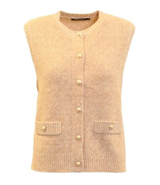 Signature chique dames gilet met gouden knopen beige Signature