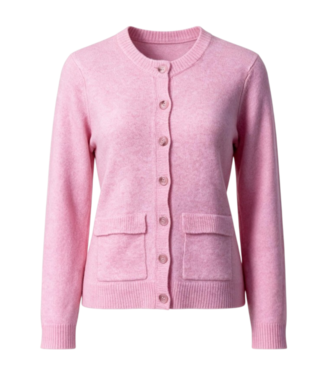 Signature wollen dames vest met knopen en zakjes roze Signature