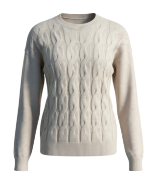 Marinello Warme dames trui met kabel- structuur effen beige Marinello