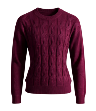 Marinello Warme dames trui met kabel- structuur effen bordeaux- rood Marinello