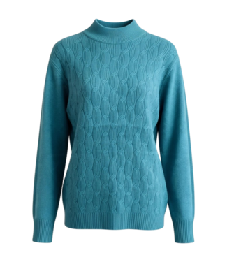 BLAUW dames trui met turtleneck ketting motief sage- groen