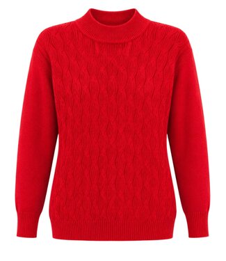 BLAUW dames trui met turtleneck ketting motief koraal