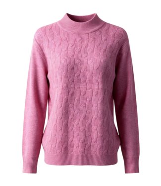 BLAUW dames trui met turtleneck ketting motief roze