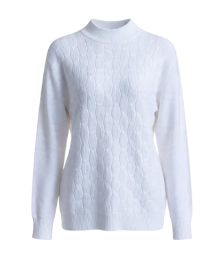 BLAUW dames trui met turtleneck ketting motief wit