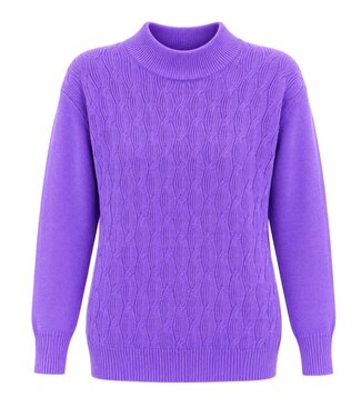 BLAUW dames trui met turtleneck ketting motief lila