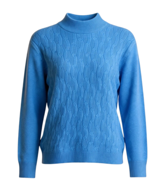 BLAUW dames trui met turtleneck ketting motief blauw