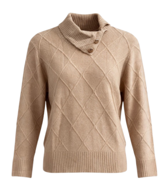 M.X.O. dames trui met sierlijke hals en structuur beige M.X.O.