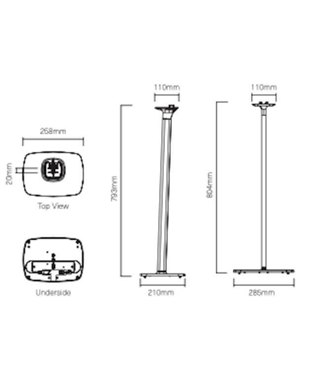 Flexson One/One SL/Play:1 Fixed speaker stand in Black or White finish