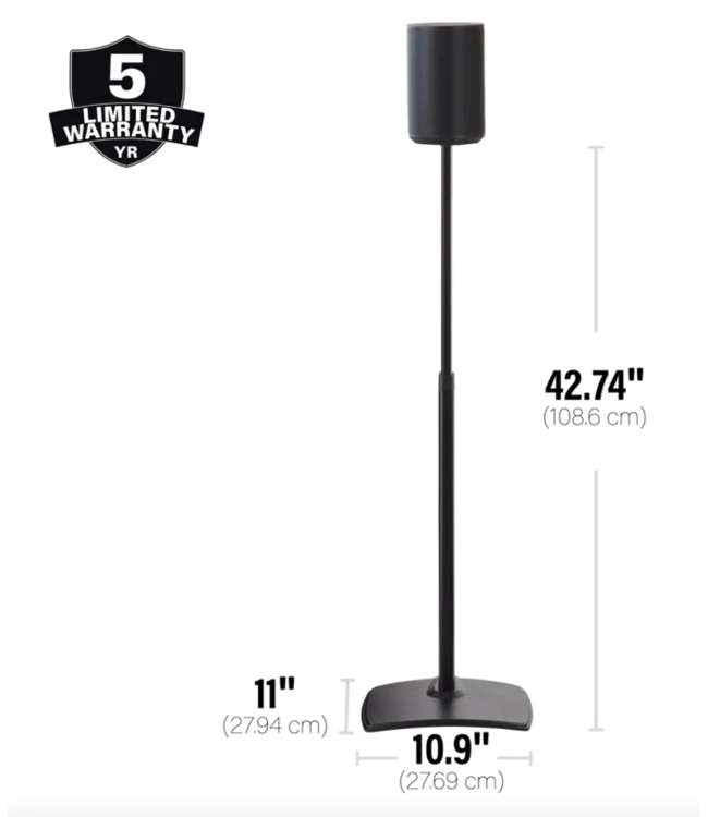 Sanus WSSE1A2 2x Height Adjustable Speaker Stands for Sonos Era 100