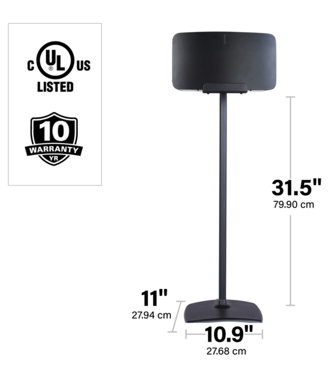 Sanus WSS52-B2 Speaker Stand for Sonos Five/Play 5 Black