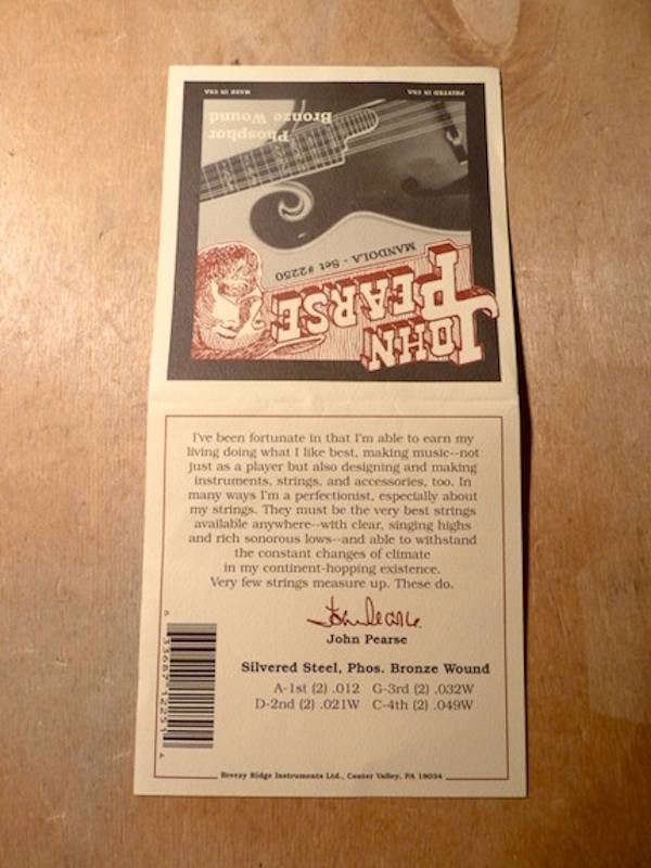 John Pearse John Pearse 2250 Mandola Standard Gauge Phosphor Bronze