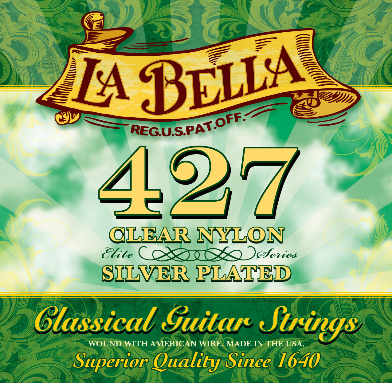La Bella La Bella 427 Classical Guitar Strings Elite Series Clear Nylon Silver Plated