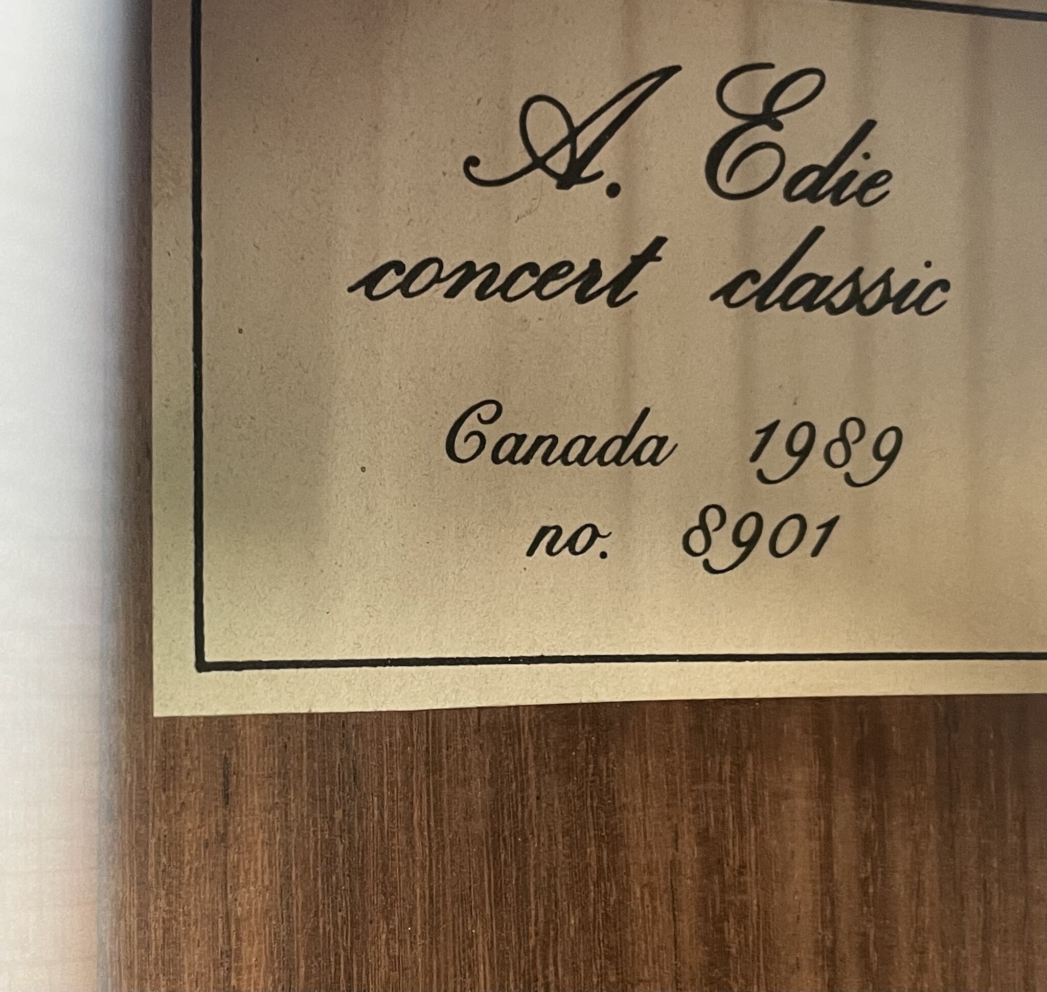 A. Edie 1989 A. Edie "Concert Classic" no. 8901