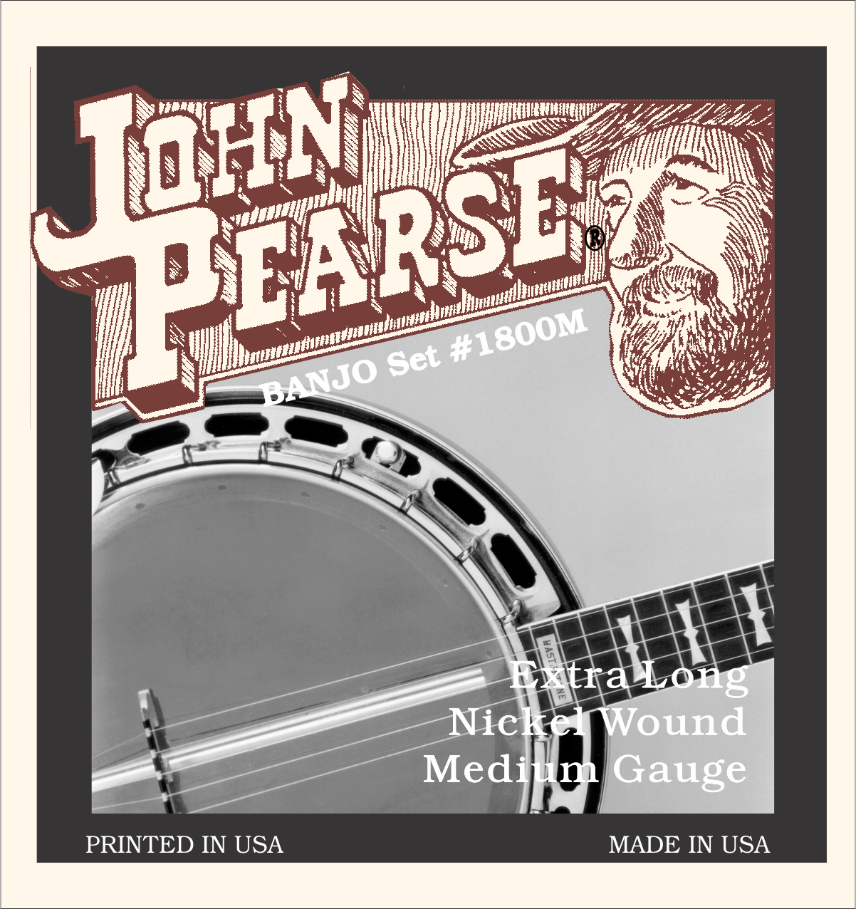 John Pearse John Pearse 1800M 5-String Banjo Nickel Wound Medium Gauge