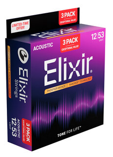 Elixir Elixir 16569 Nanoweb 12-53 Phosphor Bronze 3-Pack