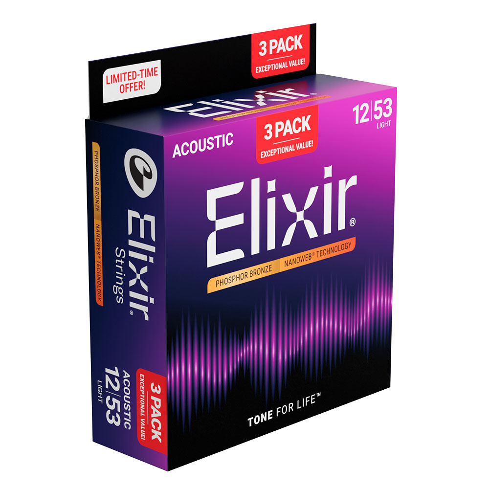 Elixir Elixir 16569 Nanoweb Acoustic 12-53 Phosphor Bronze 3-Pack