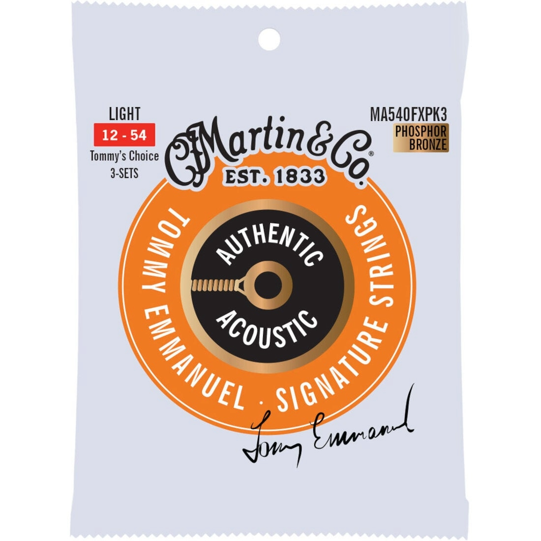 C. F. Martin & Co. Martin MA540FXPK3 'Flexcore' Tommy Emanuel Sign. 12-54 Phosphor Bronze 3-Pack