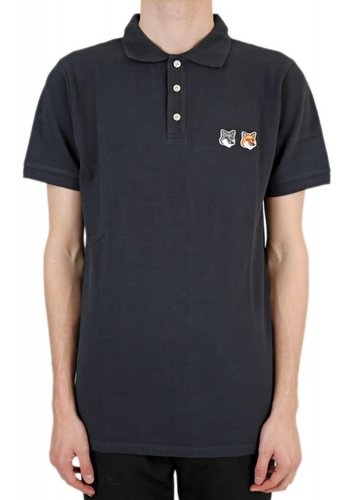 MAISON KITSUNE polo double fox head anthracite MAISON KITSUNE polo double fox head anthracite