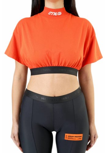 HERON PRESTON crop turtleneck tshirt s/s red black HERON PRESTON crop turtleneck tshirt s/s red black