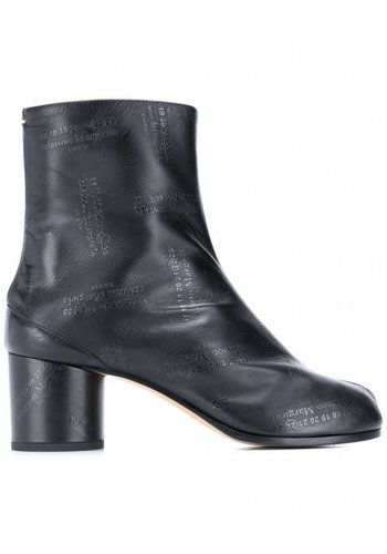 MAISON MARGIELA tabi boots black leather logo all over MAISON MARGIELA tabi boots black leather logo all over