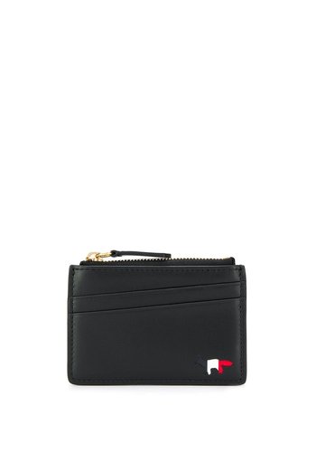 MAISON KITSUNE tricolor zipped card holder leather black MAISON KITSUNE tricolor zipped card holder leather black