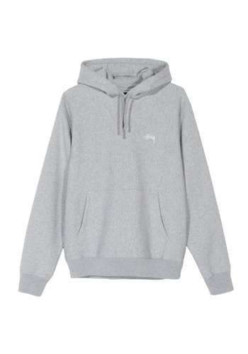 STUSSY stock logo hood heather grey STUSSY stock logo hood heather grey