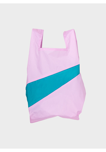SUSAN BIJL shopping bag pale pink & peacock m SUSAN BIJL shopping bag pale pink & peacock m