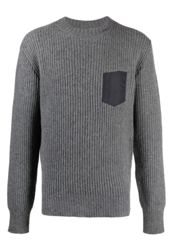 MAISON MARGIELA rib-knit jumper pocket medium grey melange MAISON MARGIELA rib-knit jumper pocket medium grey melange