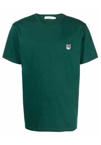 MAISON KITSUNE grey fox head patch classic t-shirt dark green MAISON KITSUNE grey fox head patch classic t-shirt dark green