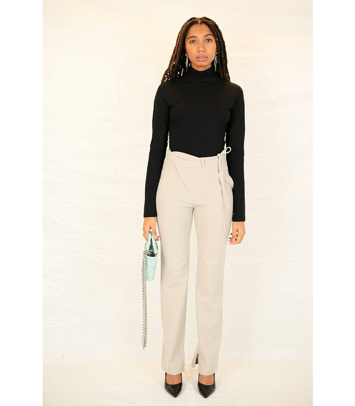 FITTED SUIT TROUSERS PEBBLESTONE