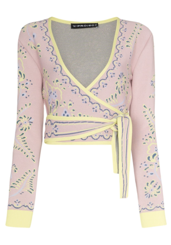 Y/PROJECT wrap jacquard cardigan pink/yellow Y/PROJECT wrap jacquard cardigan pink/yellow
