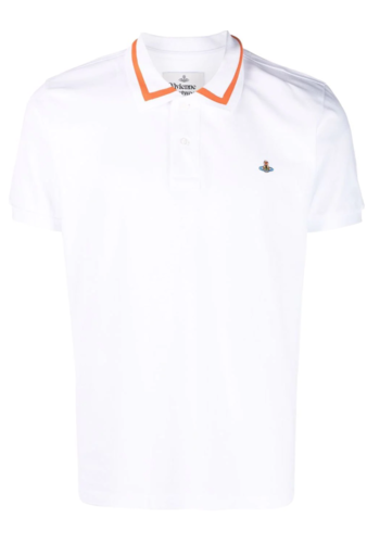 VIVIENNE WESTWOOD classic polo stripe collar white orange