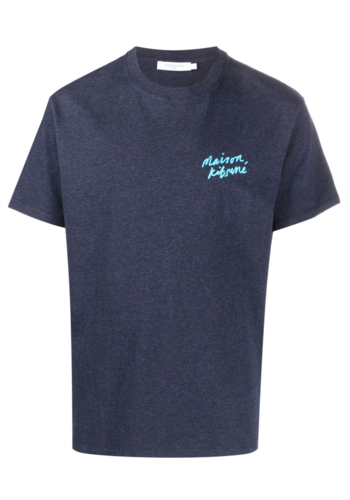 MAISON KITSUNE mini handwriting classic t-shirt navy melange MAISON KITSUNE mini handwriting classic t-shirt navy melange