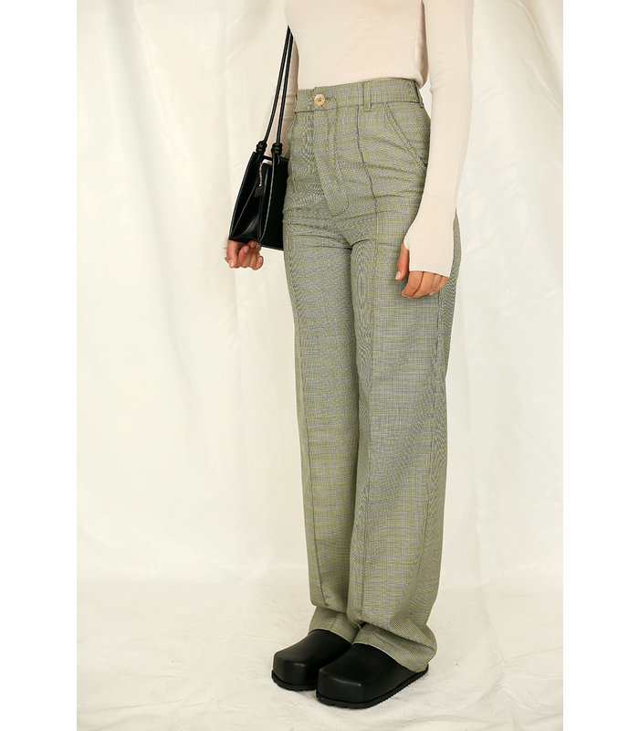 PROVOKE SUIT TROUSERS PALE GREEN CHECK