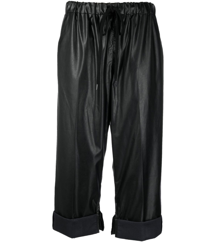 CROPPED LEATHERLOOK PANTS BLACK