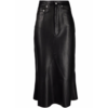 RICK OWENS LEATHER GODET SKIRT BLACK