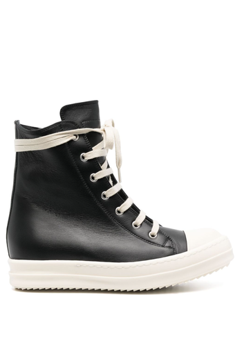 RICK OWENS leather sneakers black/milk
