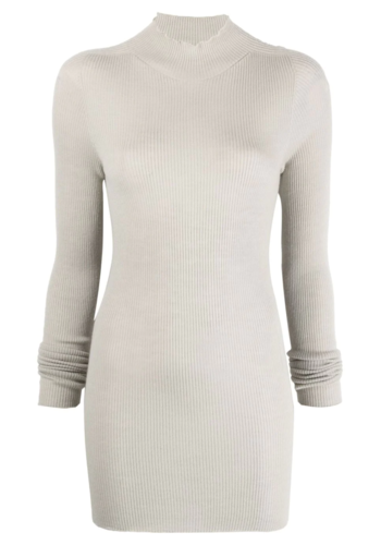 RICK OWENS ribbed lupetto sweater pearl RICK OWENS ribbed lupetto sweater pearl
