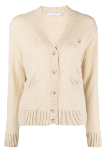 MAISON KITSUNE baby fox patch boxy cardigan beige MAISON KITSUNE baby fox patch boxy cardigan beige